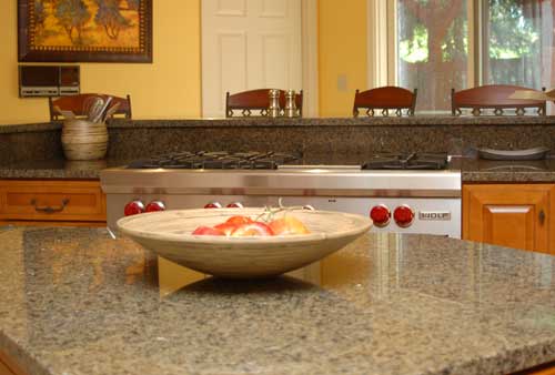 Tropic Brown Granite Countertop with Haas Cabinets.